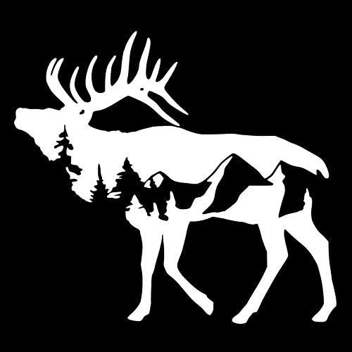 Elk Dağlar Çıkartması vinil yapışkan / NOK740 / Otomobil Kamyon Van Duvarlar Dizüstü|Beyaz / 5. 5x5. 0 inç / NOK740