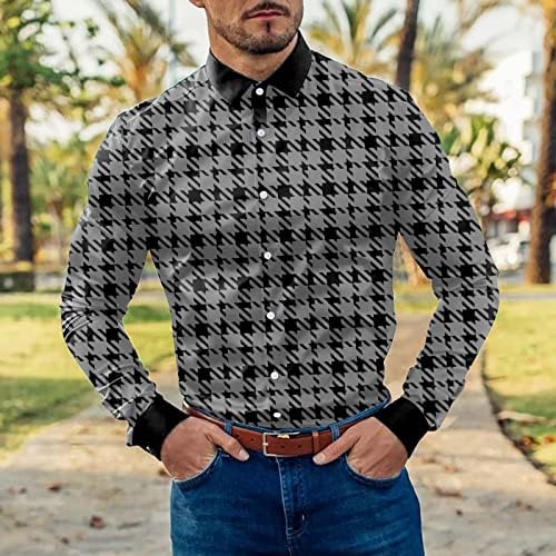 XXBR Erkek Ekose Düğme Aşağı Gömlek Uzun Kollu Kafes Yatak Açma Yaka Elbise Gömlek Sokak Vintage İş Casual Tops