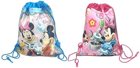 Kempo Pembe Minnie Mavi Mickey Parti Çantaları Çocuklar için İpli Çanta Hediye Parti İyilik 6 Paket